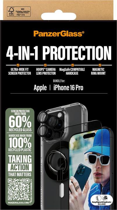 Actual product image PanzerGlass 4-in-1 Protection Bundle (1 Piece, Apple iPhone 16 Pro)