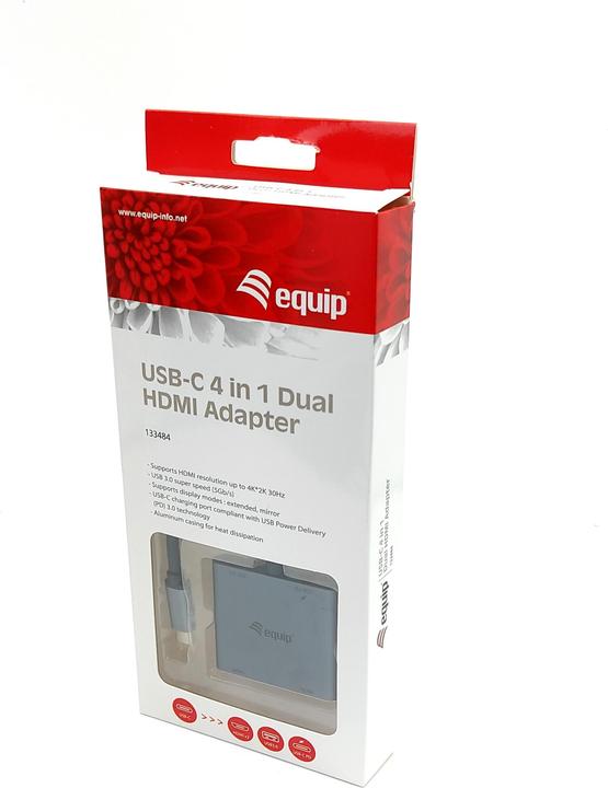 Immagine prodotto equip Adattatore HDMI doppio USB-C 4 in 1 (USB-C, 3 Porti)