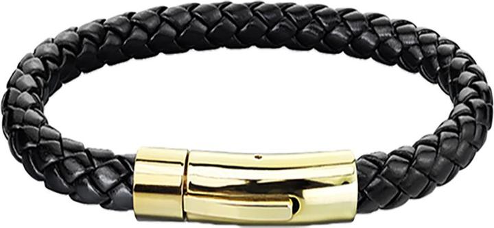 Star Piercing Kunstlederarmband schwarz mit Verschluss vergoldet (20.30 cm, Kunstleder, Chirurgenstahl 316L, ohne Messing)