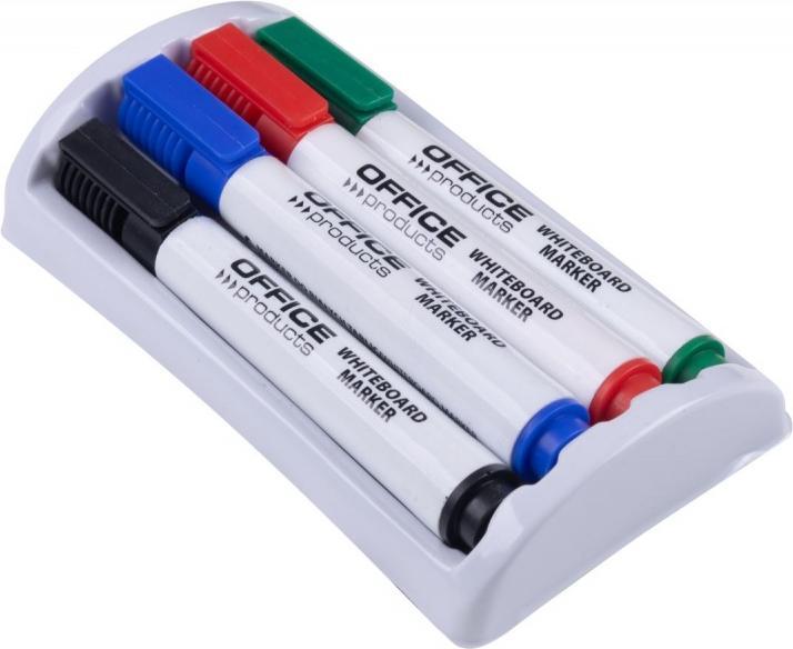 Actual product image Office Products Textmarker-Set mit magnetischem Schwamm für Whiteboards (Black, Green, Blue, Red, 3 mm, 4 x)
