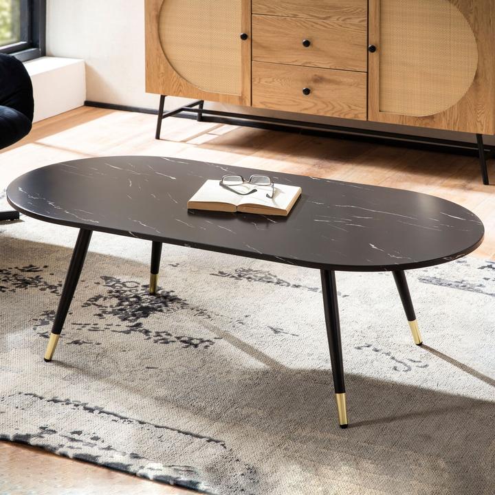Actual product image FineBuy Coffee table sofa table marble look 120 cm living room table table modern (120 x 60 x 42 cm)