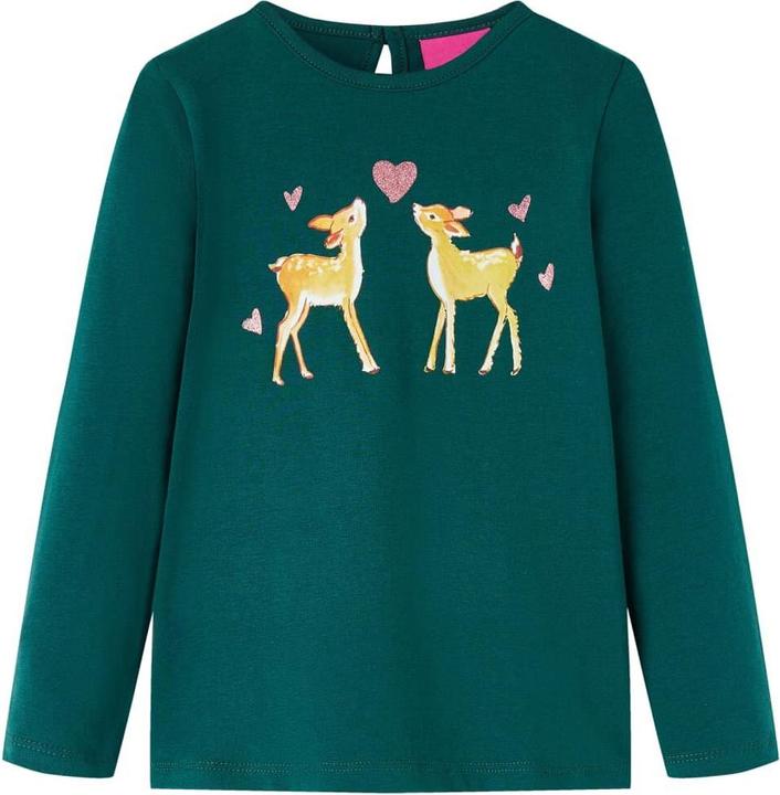 VidaXL Kinder-Langarmshirt Dunkelgrün 104,Material: 95 (104)