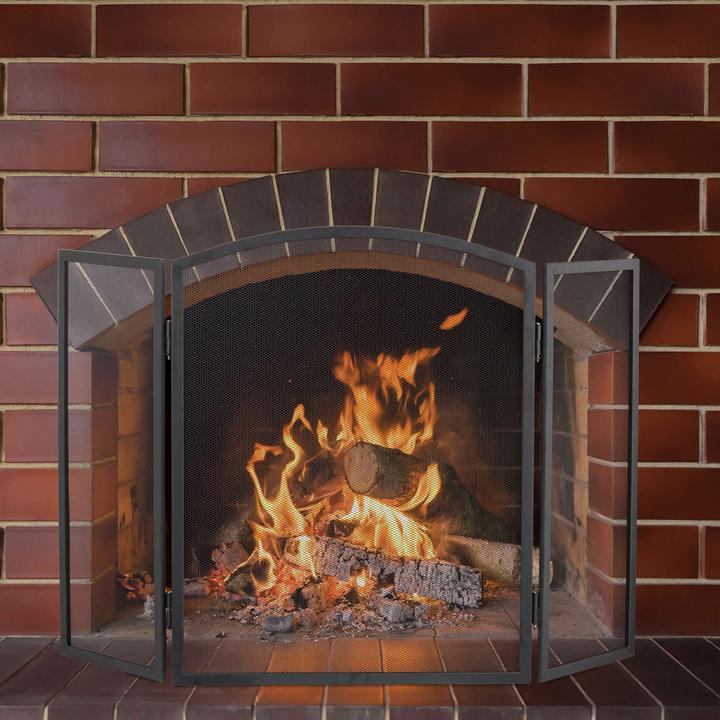 Produktbild Relaxdays Kamin Funkenschutzgitter aus Metall, dreiteilig, 2er-Set