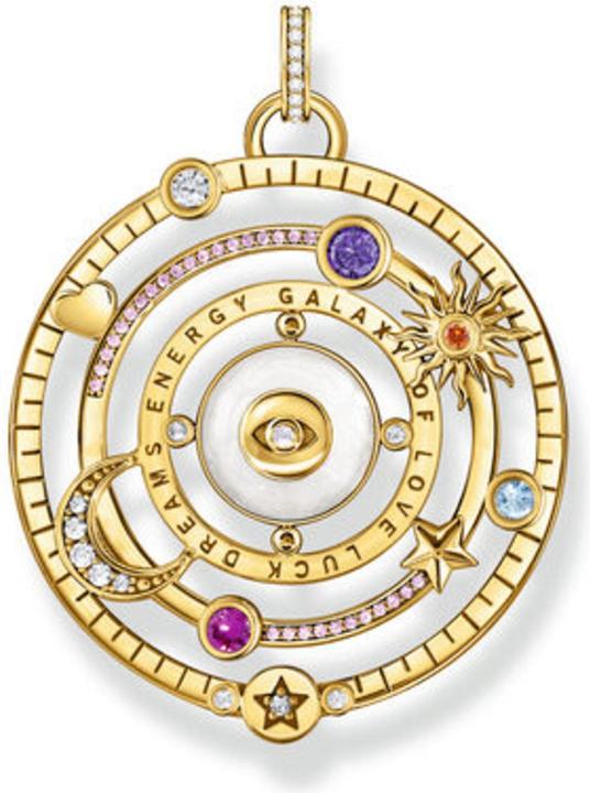 Thomas Sabo Kettenanhänger Halbkugel mit Auge bunte Steine vergoldet (925er Silber, Emaille/Silber, Emaille)