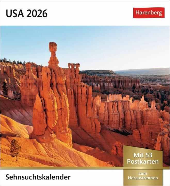 Produktbild Harenberg USA Sehnsuchtskalender 2026 - Wochenkalender mit 53 Postkarten (Deutsch)