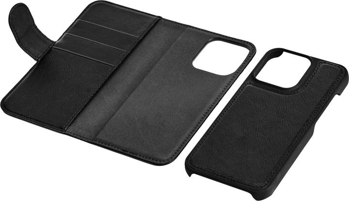 Actual product image Essentials iPhone 13 Pro PU wallet, detachable, 3 card, Black (Apple iPhone 13 Pro)