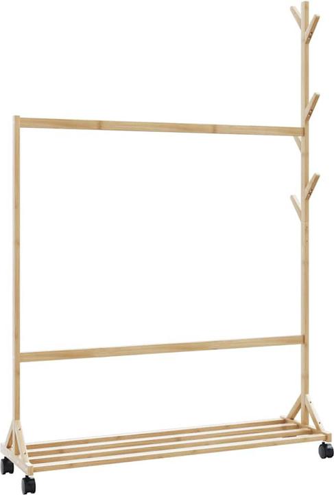 Produktbild VidaXL Kleiderständer mit Haken und Rollen 100x35x157 cm Bambus