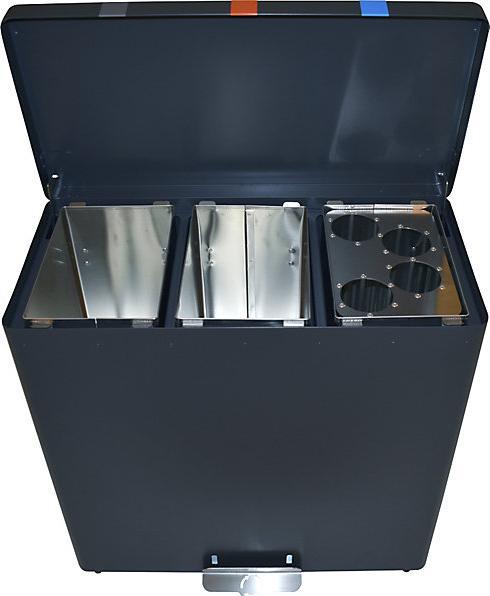 Produktbild ReinigungsBerater Mülltrennsystem RecycloKick 3 Mülltrenner 3 x 34 L graphit mit drei Inneneimern, feuerfest, mit rob (102 l)