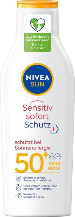 Actual product image NIVEA Sun Sensitive Immediate Protect Sun Lotion SPF 50+ Lot (Sun lotion, SPF 50, 200 ml, 236 g)