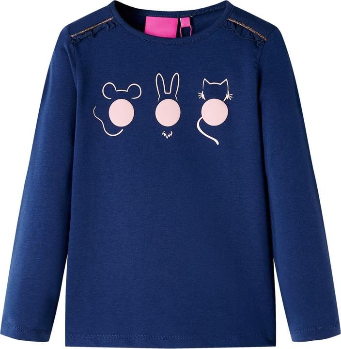 VidaXL Kinder-Langarmshirt Marineblau 116,Material: 95 % Baumwolle (116)