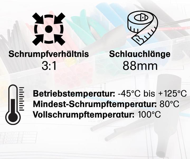 Immagine prodotto Offgridtec Schrumpfschlauch Sortiment Schwarz Weiss 3:1 Ratio mit Kleber Doppelwandig 260 Stück 88mm Länge Ve (260 x)