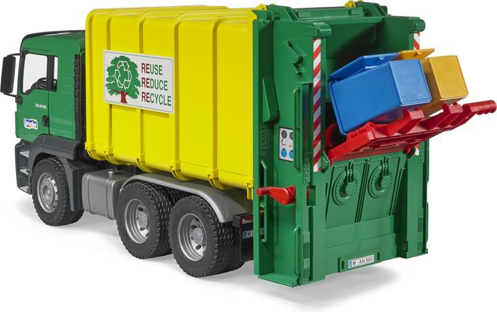Actual product image Bruder MAN TGS garbage truck rear loader green