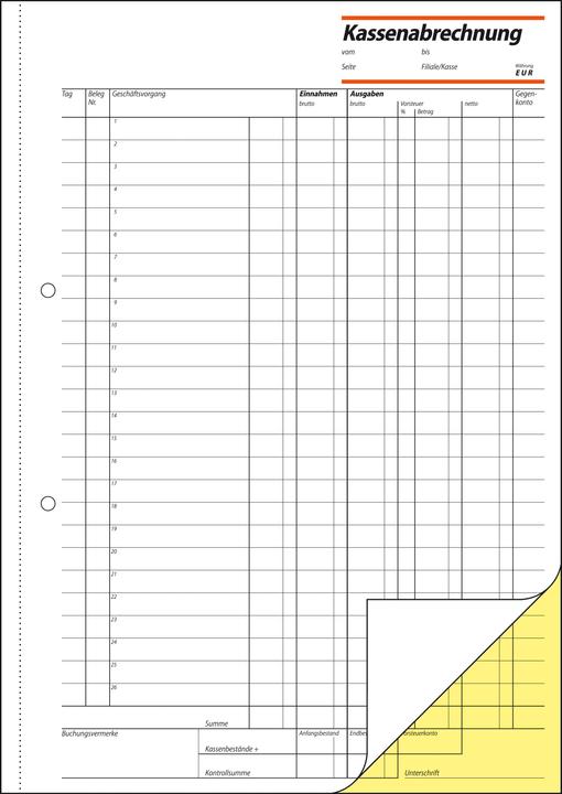 Produktbild Sigel Formularbuch "Kassenabrechnung" (100 x)