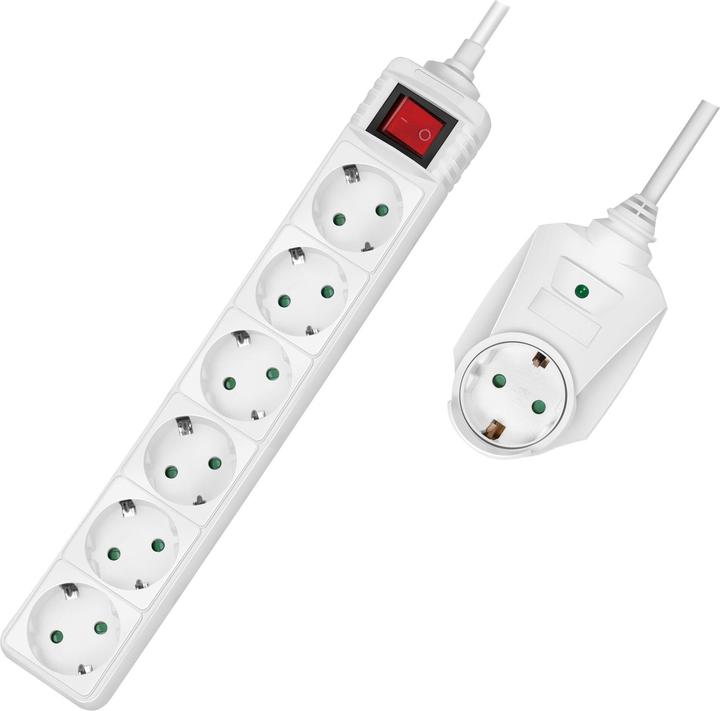 Immagine prodotto LogiLink Presa di corrente a 7 vie + interruttore, 6x CEE 7/3 + 1 spina passante, 2 m (6 x, CEE 7/3, 2 m)