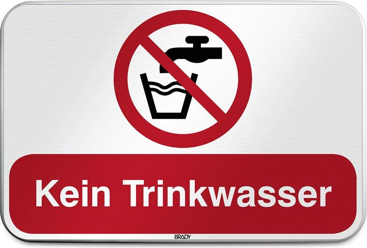 Produktbild Brady P/P005/DE55/RFLBD-600X400-1, ISO Sicherheitsschild - Kein Trinkwasser, Aluminium laminiert m