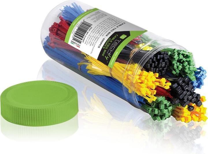 Produktbild Techly Colored Cable Ties Box 600pcs (Kunststoffkabelbinder, 255 mm, 600 Stk.)
