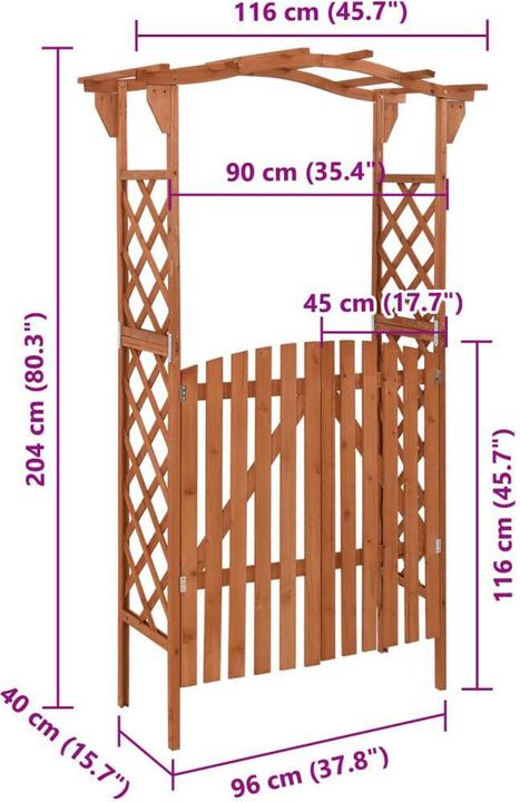 Immagine prodotto VidaXL Pergola con cancello (116 cm, 40 cm)