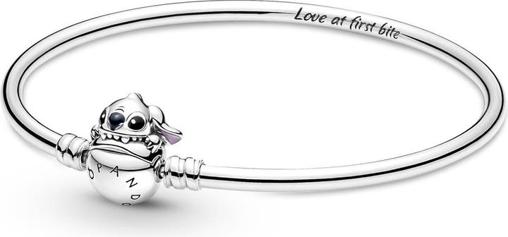 Actual product image Pandora Disney Stitch Biting Clasp Bangle (19 cm, Silver 925, Enamel)