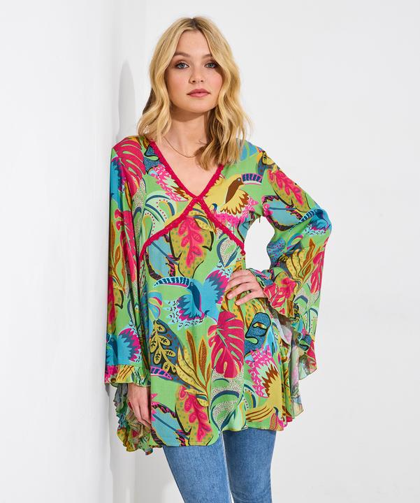 Actual product image Joe Browns Tropical Print Long Sleeve Tunic Dress