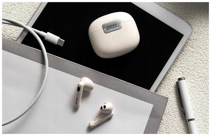 Actual product image Edifier W320TN Earbud Bluetooth Handsfree Sweatproof Headphones with Charging Case White (ANC, Wireless)