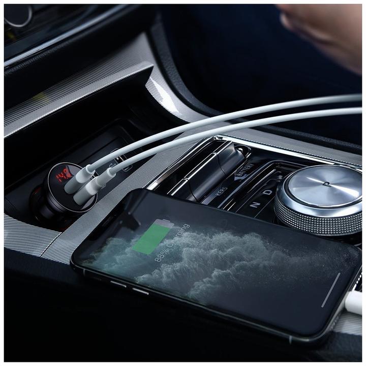 Produktbild Baseus Digital Display Dual USB 4.8A Car Charger 24W Grey