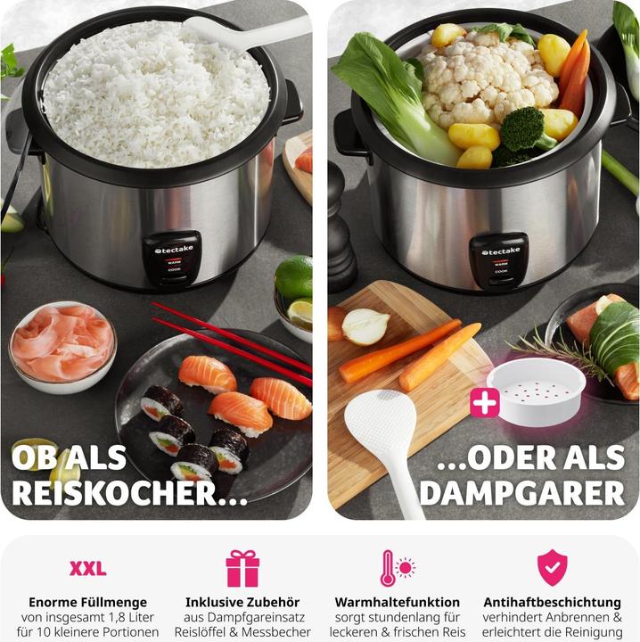 Produktbild tectake Reiskocher mit Dampfgareinsatz