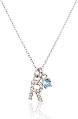 Image du produit JVD - Dainty Silver "R" Necklace with Blue Zircon SVLN0324XH2BI0R
