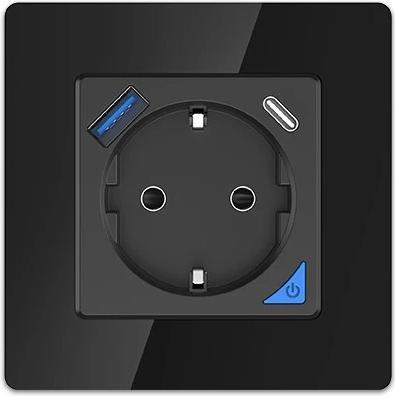 Actual product image Extralink Smart Life socket outlet set Pro | Smart socket outlet + frame set | Black 230V 1x USB A 1x