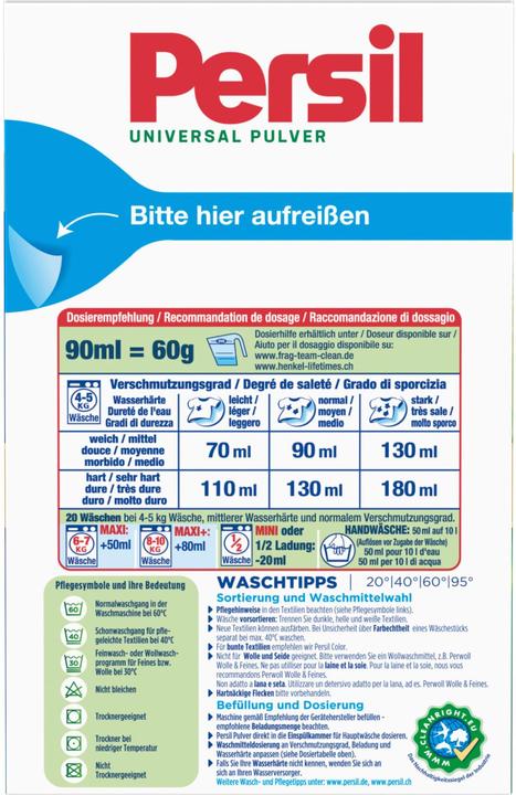Image du produit Persil Poudre Universal 20 WG (20 Cycles de lavage, Lessive en poudre)