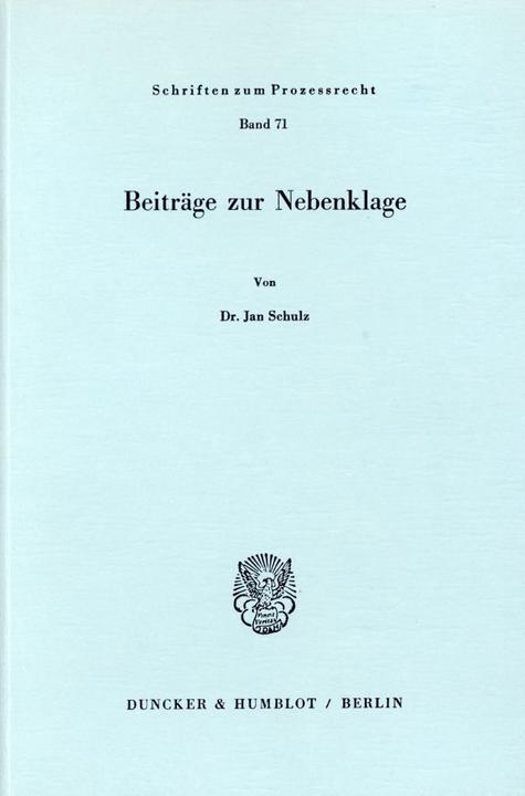 Produktbild Beiträge zur Nebenklage. (Jan Schulz, 1982)
