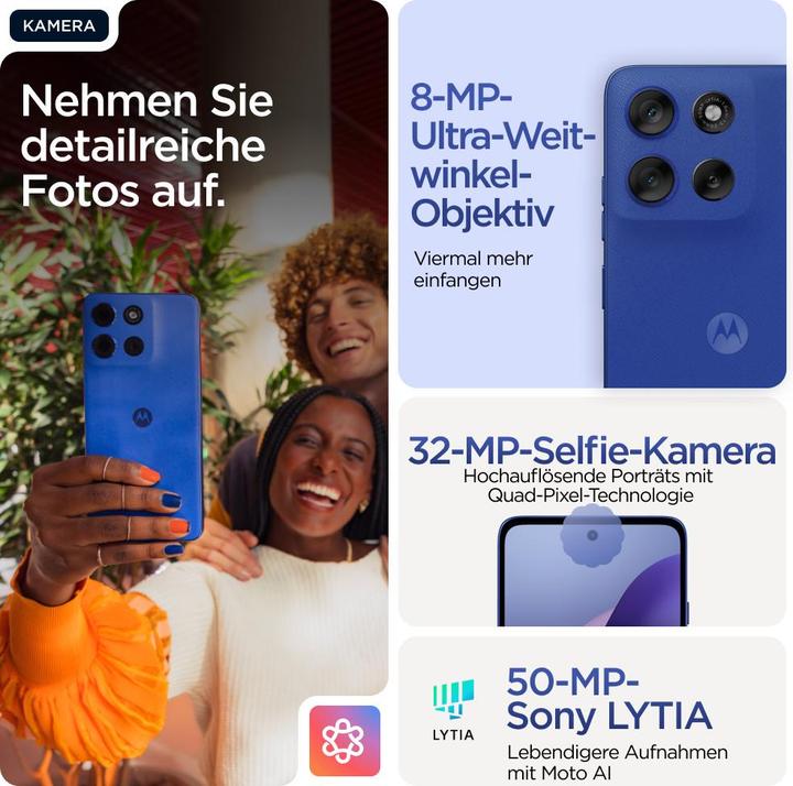 Produktbild Motorola Moto G56 (256 GB, Dazzling Blue, 6.72", Hybrid Dual SIM, 50 Mpx, 5G)