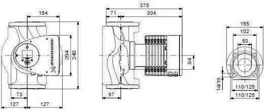 Produktbild Grundfos Grundf Heizungsumwälzpumpe MAGNA3 F Fl 230 V PN 6/10 Typ 50-60 F DN 50 240mm (Durchlaufpumpe)