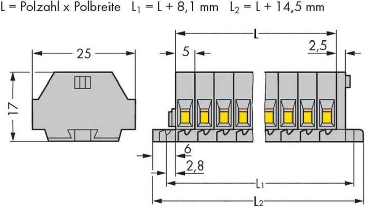 Actual product image Wago Terminal strip 5 mm tension clamp Assignment: L Grey 260-110 25 pcs (260-110)