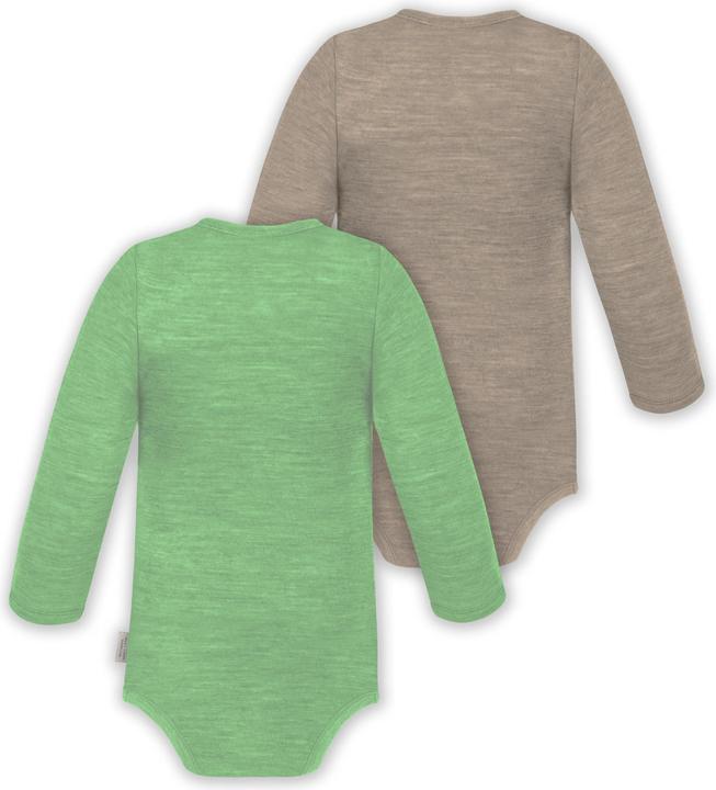 Actual product image Normani Set of 2 unisex baby wrap-around long-sleeved romper onesies made from merino wool - 9351 (50)