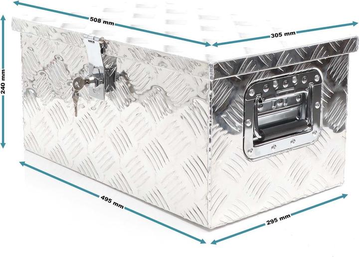 Actual product image XPOtool Aluminium Tool Box 50.8x30.5x24cm Silver-coloured Transport Box Workshop Toolbox with Key