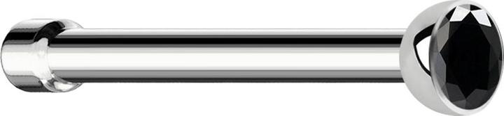 Star Piercing Nasenstecker gerade silber mit Kristall schwarz (Chirurgenstahl 316L, ohne Messing)