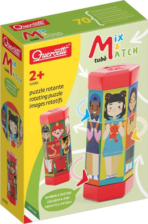 Actual product image Quercetti Rotating puzzle children and professions Tubo Mix and Match, 2583 (2 pieces)