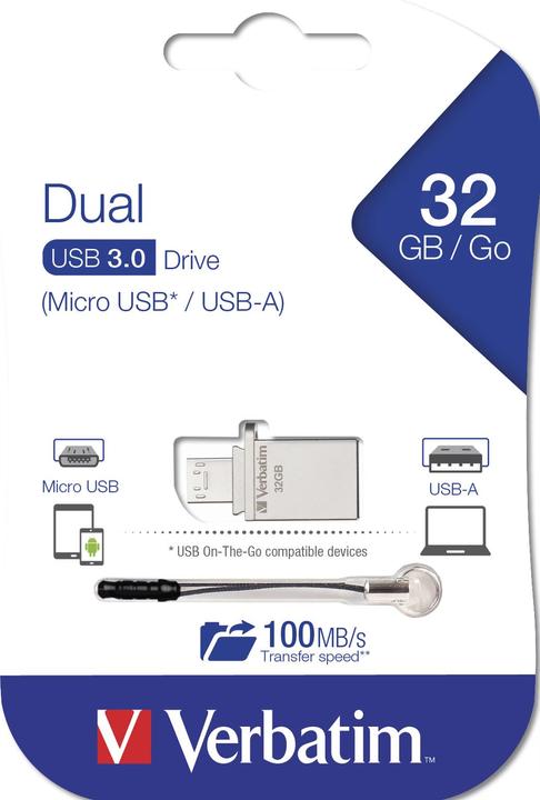 Actual product image Verbatim Store n Go OTG 32GB Micro Drive USB 3.0 (32 GB, USB-A)