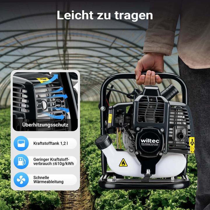 Produktbild Wiltec Benzin Wasserpumpe 1,4kW 24m³/h Gartenpumpe Garten Pumpe Motorpumpe (Gartenpumpe)