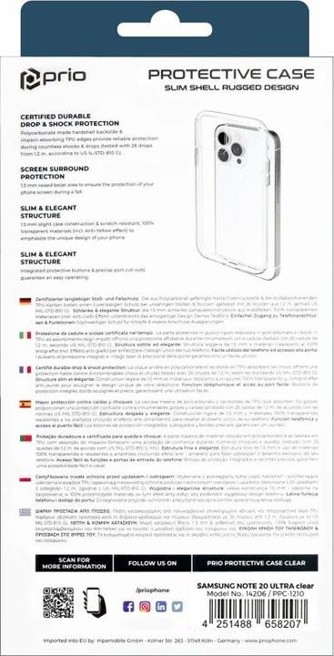Immagine prodotto prio Cover protettiva per Samsung Galaxy Note 20Ultra 5G/Note 20Ultra trasparente (Samsung Galaxy Note 20 Ultra, Samsung Galaxy Note 20 Ultra 5G)