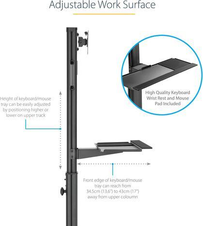 Actual product image StarTech com Pupitre de Travail Mobile avec Support Écran - Support pour Tour PC et Clavier - Chario (Table)