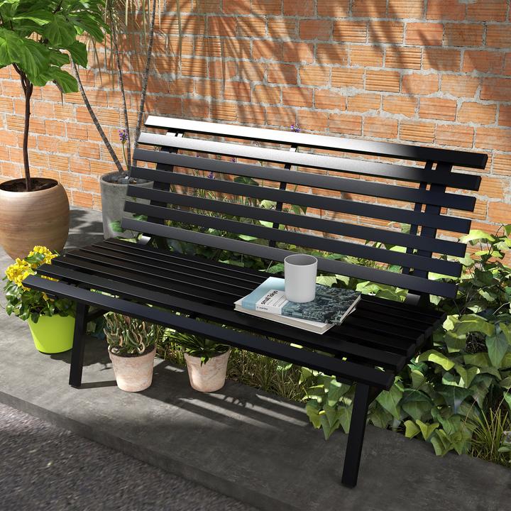 Produktbild Outsunny Gartenbank Aluminium Schwarz