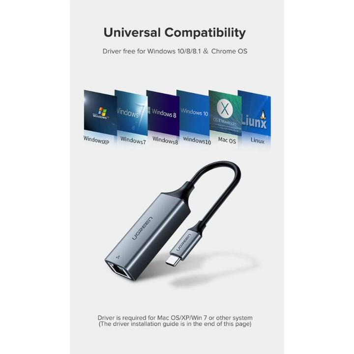Produktbild Ugreen Gigabit Ethernet Adapter (USB-C 3.1 Gen 1, RJ45 (1x))