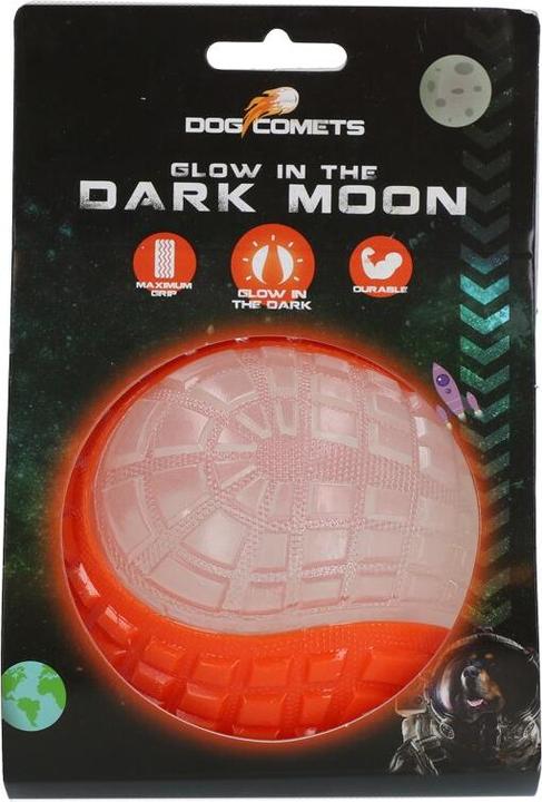 Produktbild Dog Comets Glow in the Dark Moon Orange L (Ballspielzeug Hund)