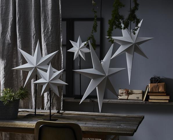 Actual product image Star Trading Paper star on base FROZEN white 34x55cm 1 LED E14