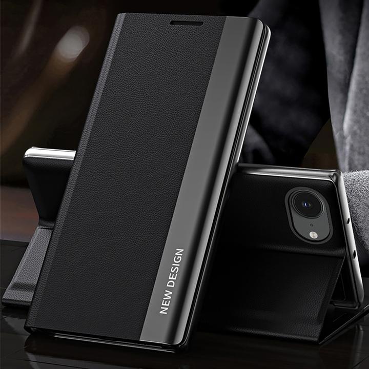 Actual product image Hurtel Back panel cover Sleep Case Pro for iPhone 16e with Flip and Stand - Black (Apple iPhone 16e)