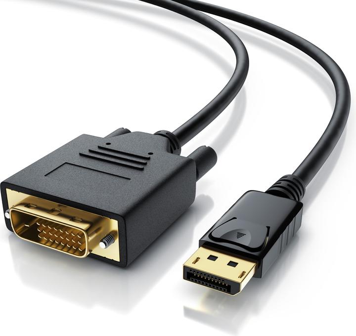 Actual product image CSL DisplayPort video cable, 20 pins, DVI-D, monitor cable, HDCP and EDID certified, FHD resolution (1 m, DisplayPort, DVI)