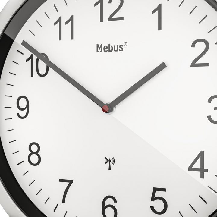 Produktbild Mebus 19809 Funkwanduhr weiss/silber (25 cm)