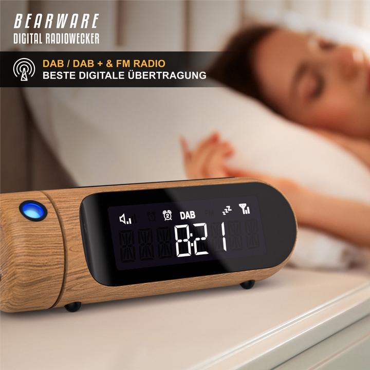 Produktbild Bearware Projektionswecker, Radiowecker DAB Plus, FM & DAB+ Küchenradio digital, Wecker, 4 Helligkeitsstufen