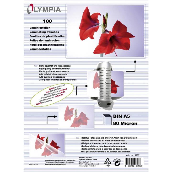 Actual product image Olympia Laminating foils (A5, 100 Piece, 80 µm)